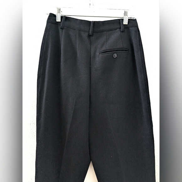 Citi By Yansi Fugel 100% Wool Pants 10 Pleated Front Trouser Tapered Leg Black - Picture 4 of 4